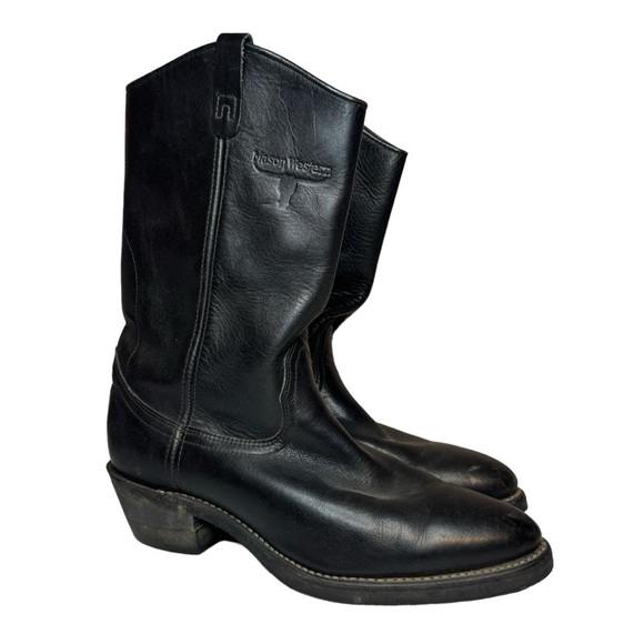 Mason Western Shoes Mason Western Black Leather Longhorn Cowboy